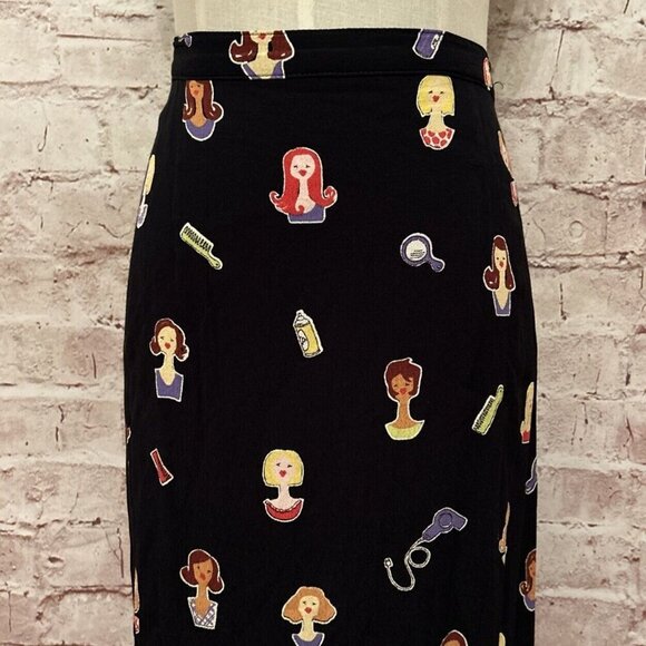 Vintage David Dart Womens S Midi Skirt Pop Art Lady Hair Salon Made in USA - Picture 3 of 5